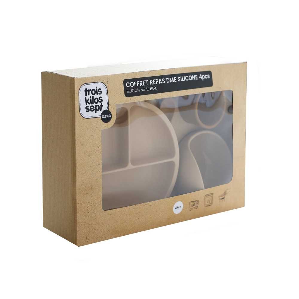 Coffret repas bébé 4 pièces en silicone – Sable & Caramel