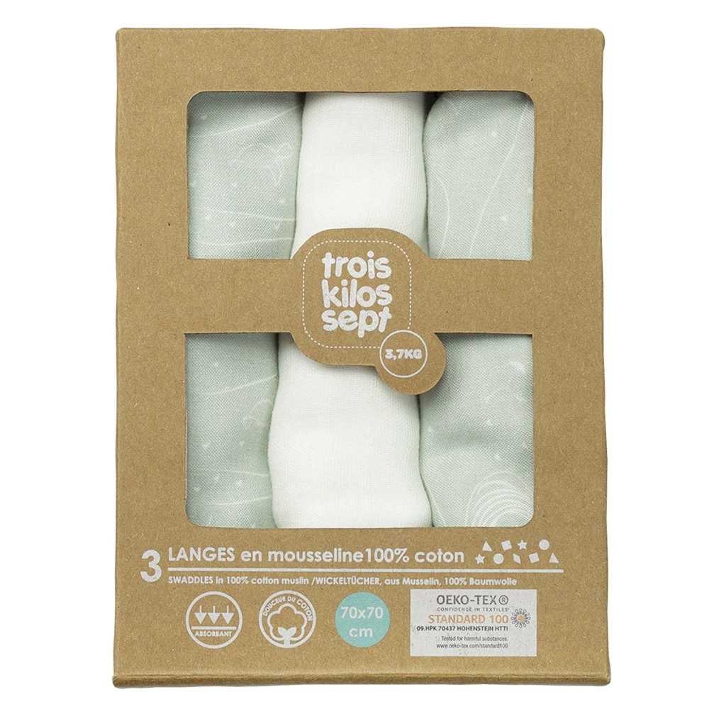 Lot de langes bébé en mousseline de coton – Collection Au Large de Nova