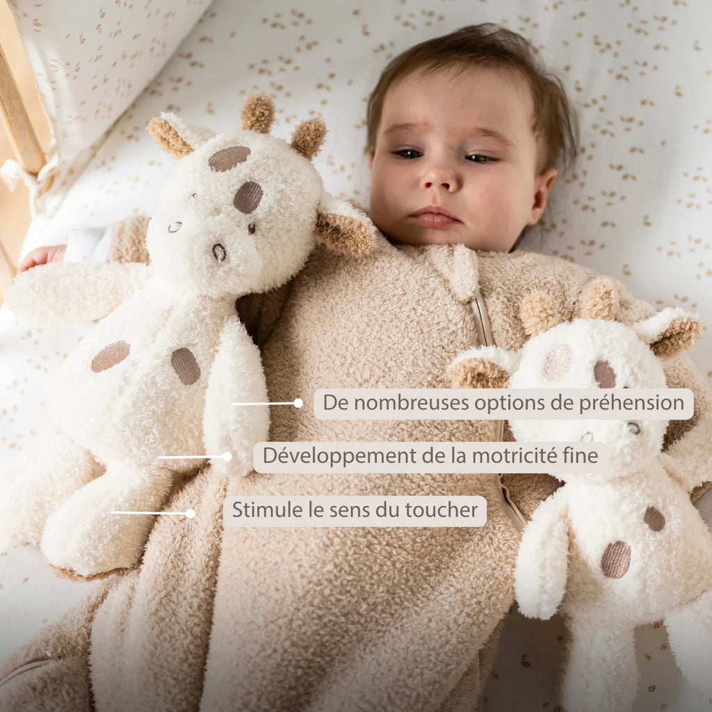 Peluche bébé girafe – 25 cm – Peluche douce pour bébé – Blanc cassé