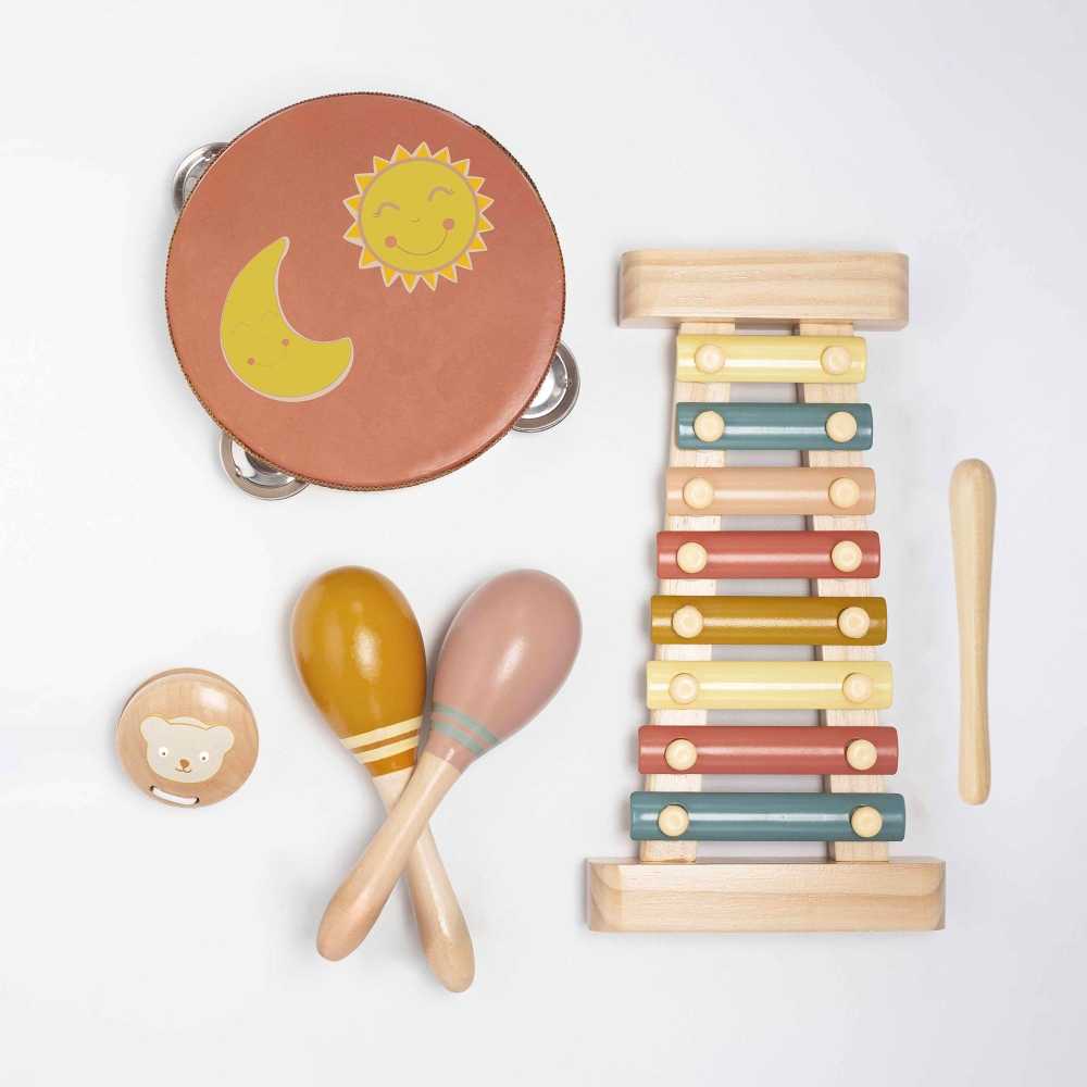 Coffret de 4 instruments de musique en bois pour bébé