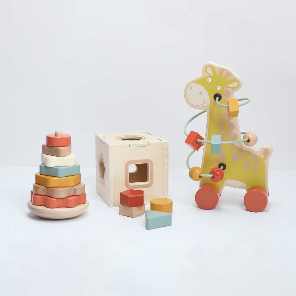 Coffret 3 jeux d'éveil en bois