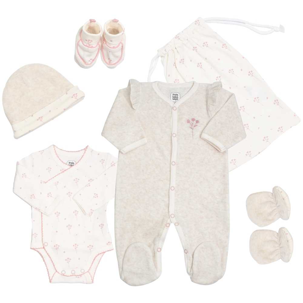 Kit naissance 6 pièces – Motif floral