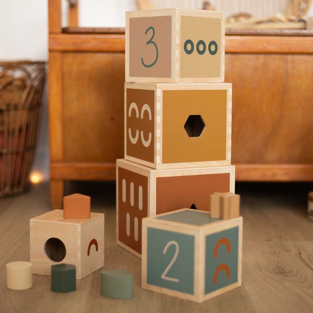 Cubes à empiler en bois – Tour éducative 5 pièces