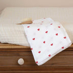 Lot de 3 langes bébé en mousseline de coton – Motif petits cœurs