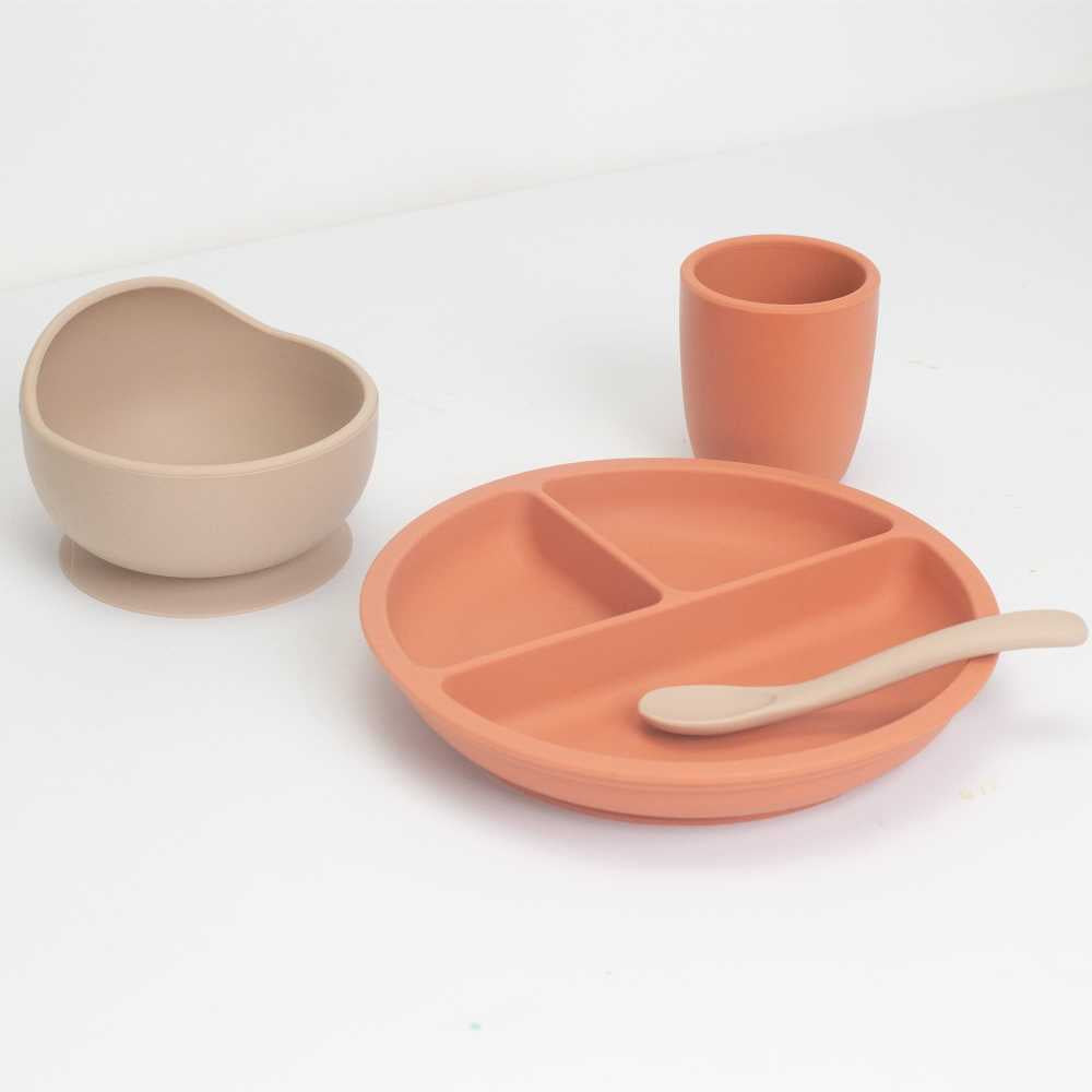 Set repas bébé en silicone 4 pièces