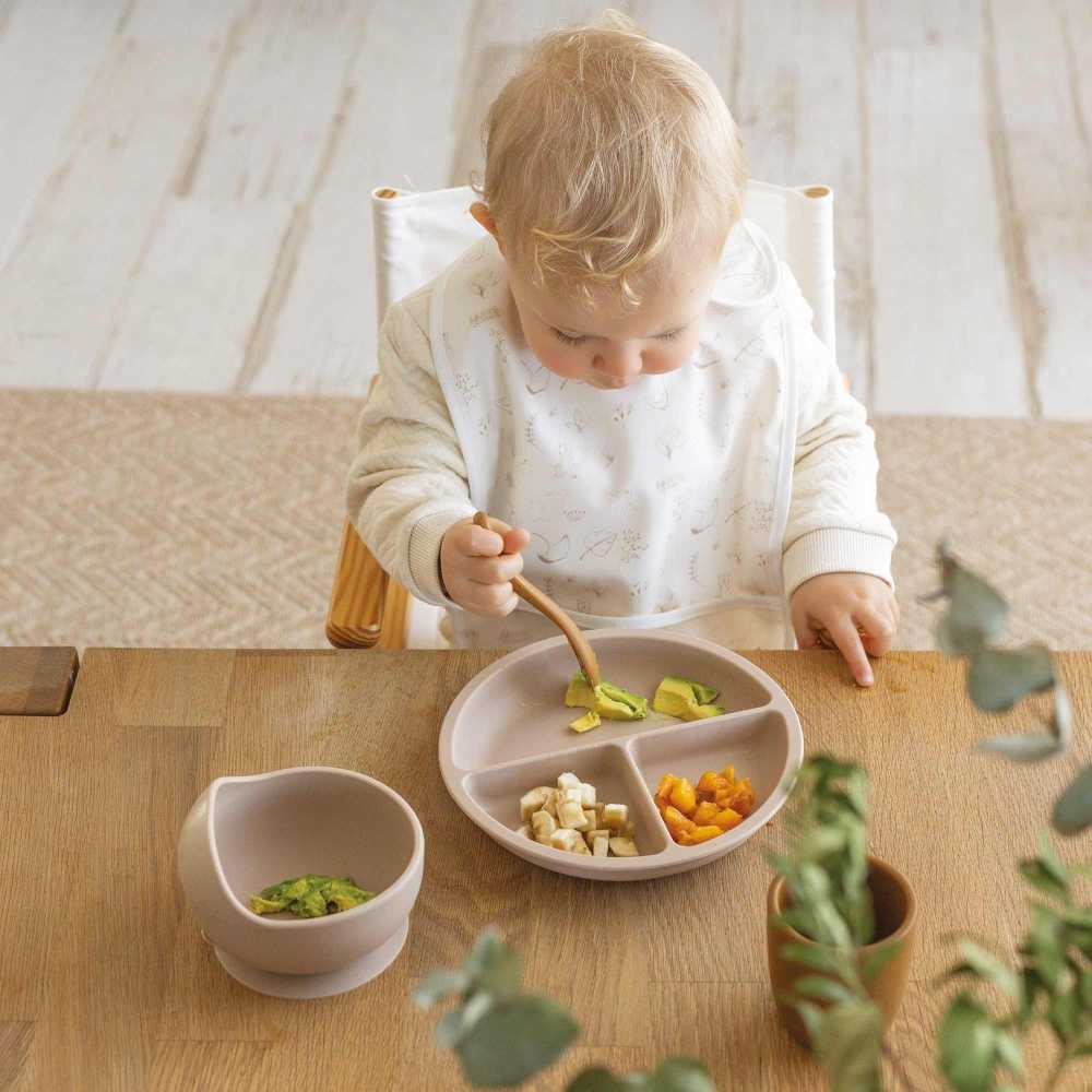 Coffret repas bébé 4 pièces en silicone – Sable & Caramel