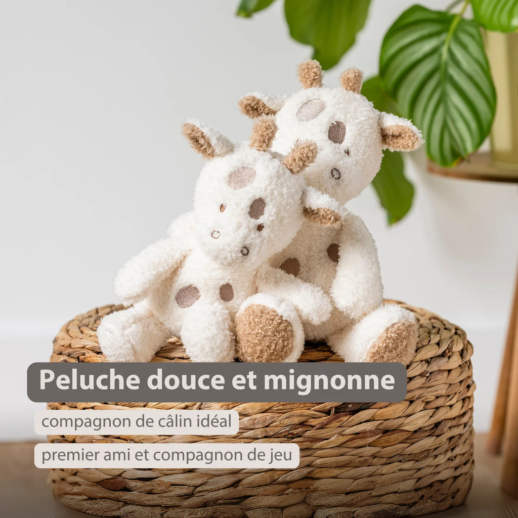 Peluche bébé girafe – 25 cm – Peluche douce pour bébé – Blanc cassé