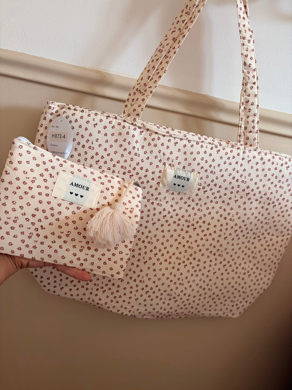 Sac cabas + pochette assortie