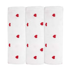 Lot de 3 langes bébé en mousseline de coton – Motif petits cœurs
