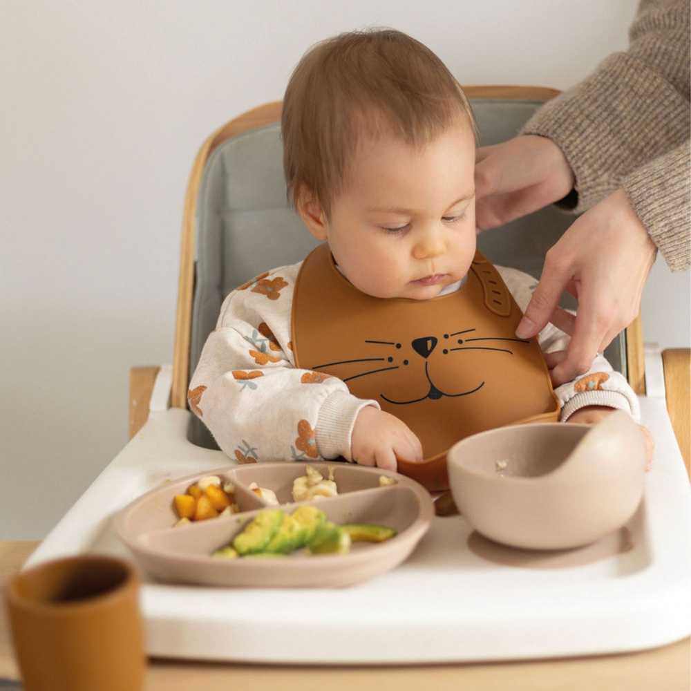 Coffret repas bébé 4 pièces en silicone – Sable & Caramel