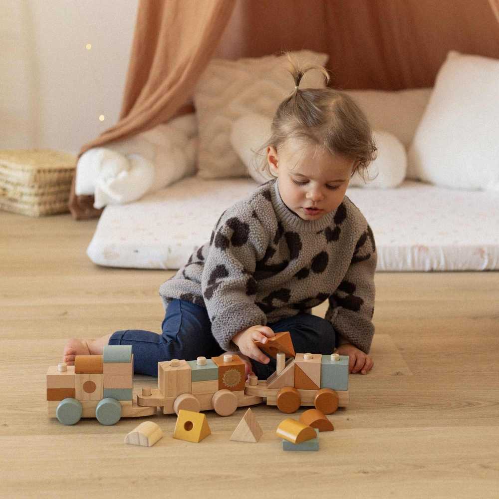 Train en bois empilable bébé – 26 pièces