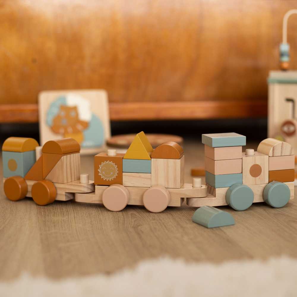 Train en bois empilable bébé – 26 pièces