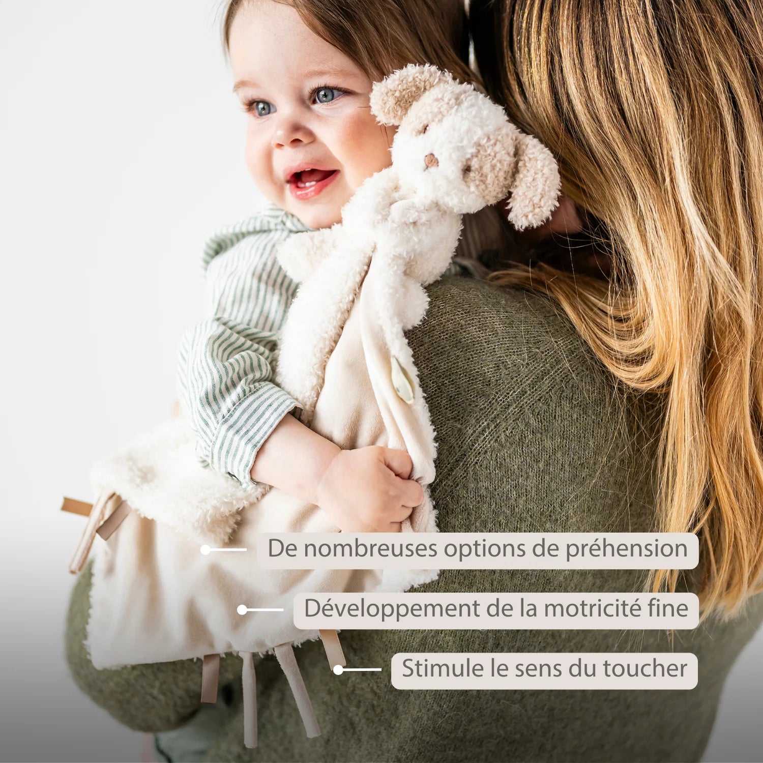 Doudou bébé avec peluche – 27 x 27 cm