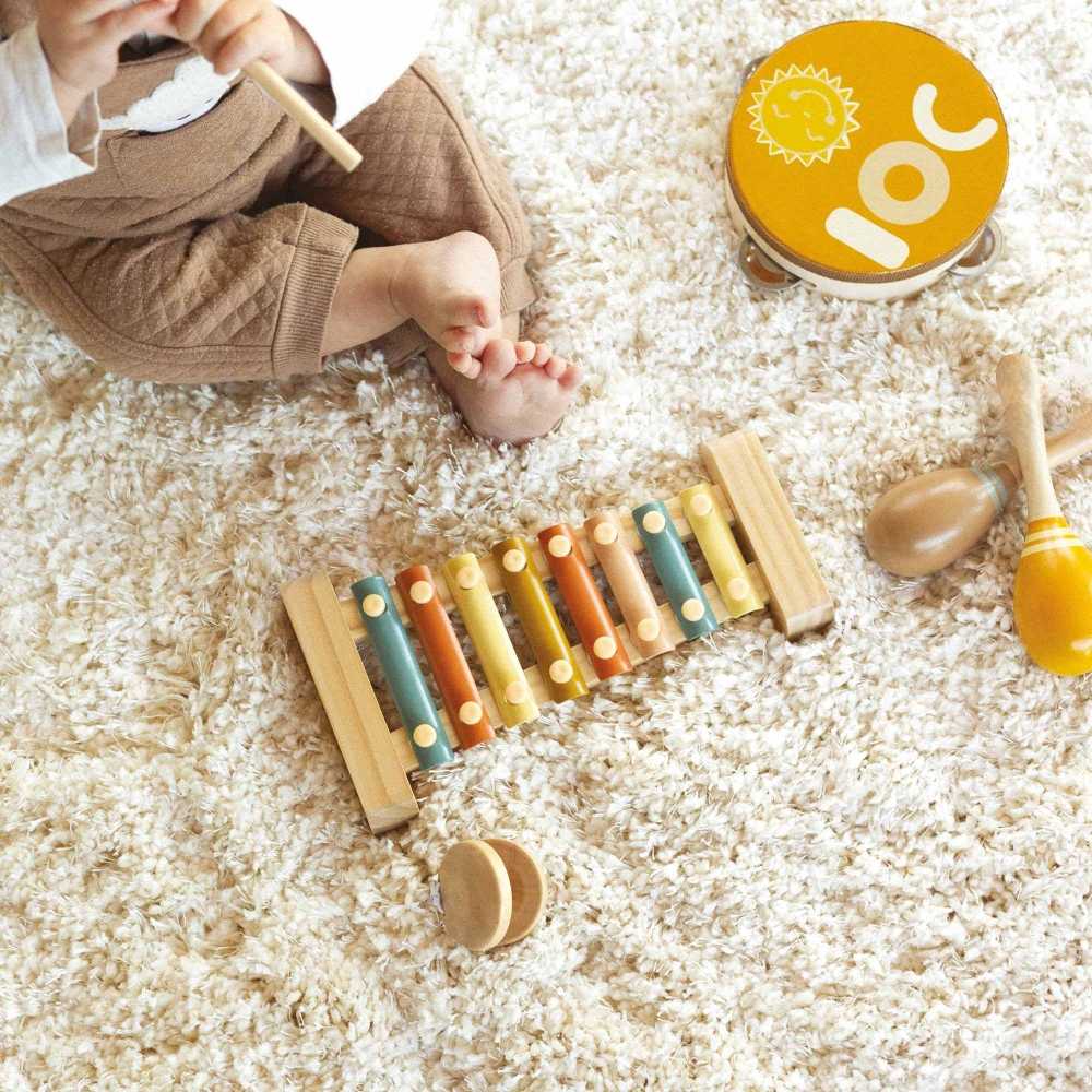 Coffret de 4 instruments de musique en bois pour bébé