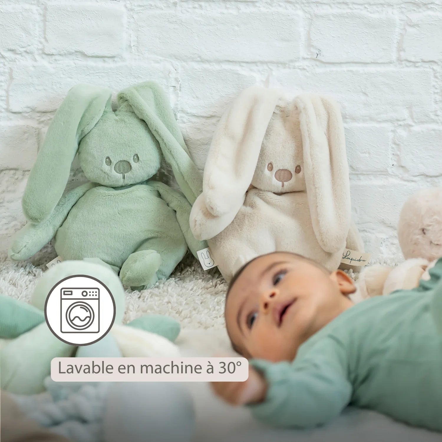 Lapidou Lapin en peluche – 30 cm – Peluche douce pour bébé