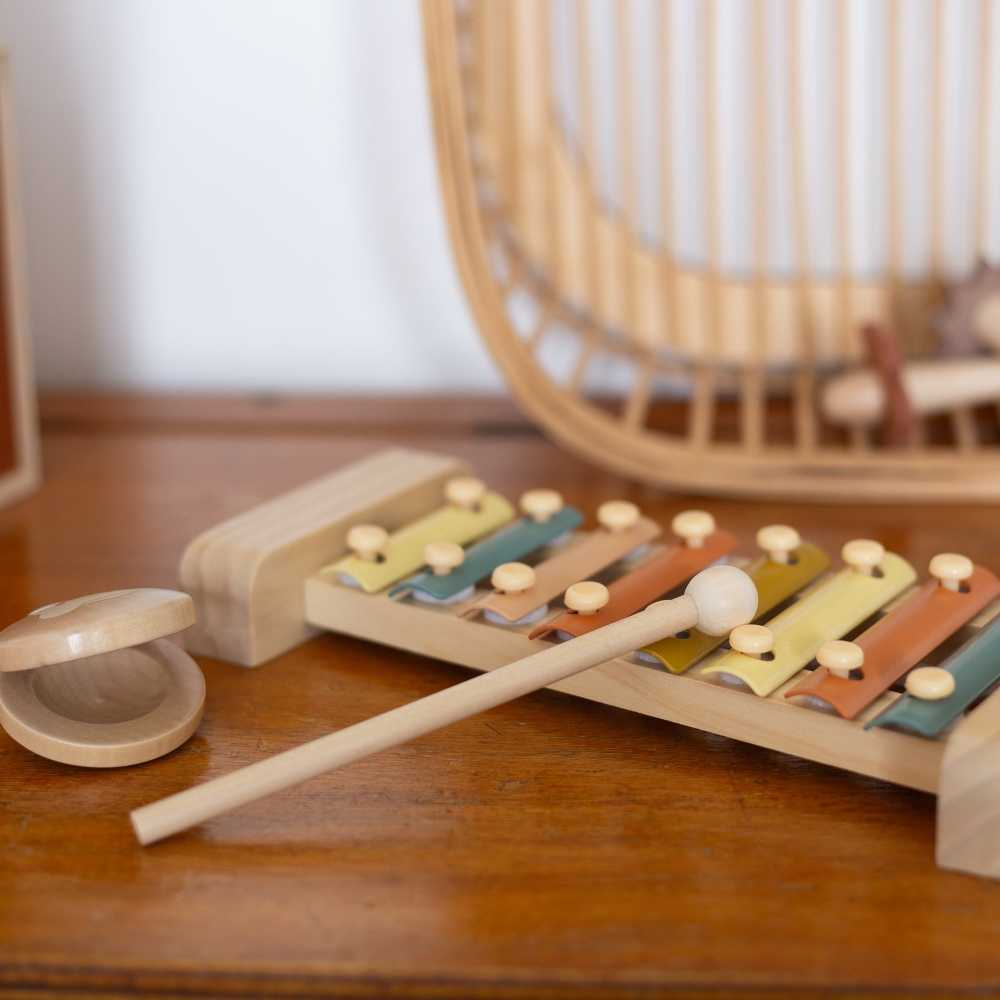 Coffret de 4 instruments de musique en bois pour bébé