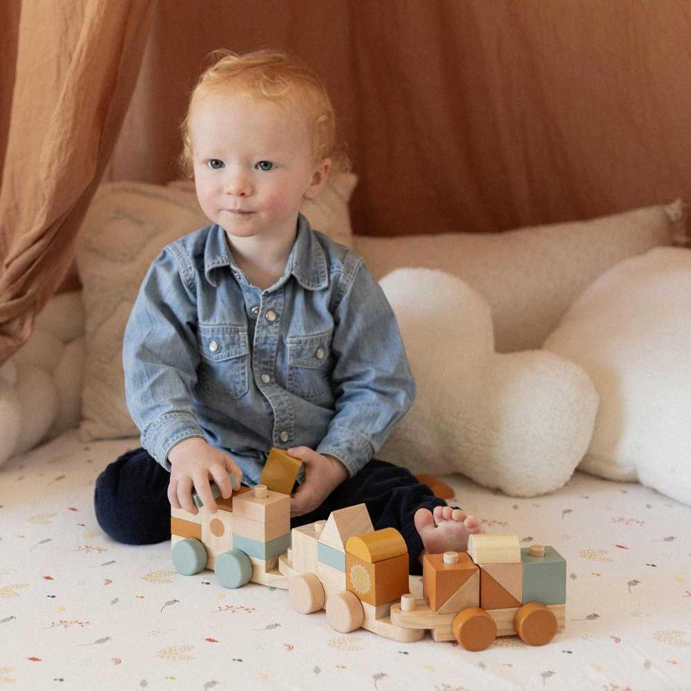 Train en bois empilable bébé – 26 pièces