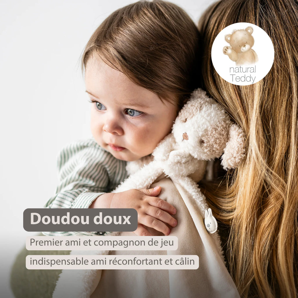 Doudou bébé avec peluche – 27 x 27 cm