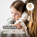 Doudou bébé avec peluche – 27 x 27 cm