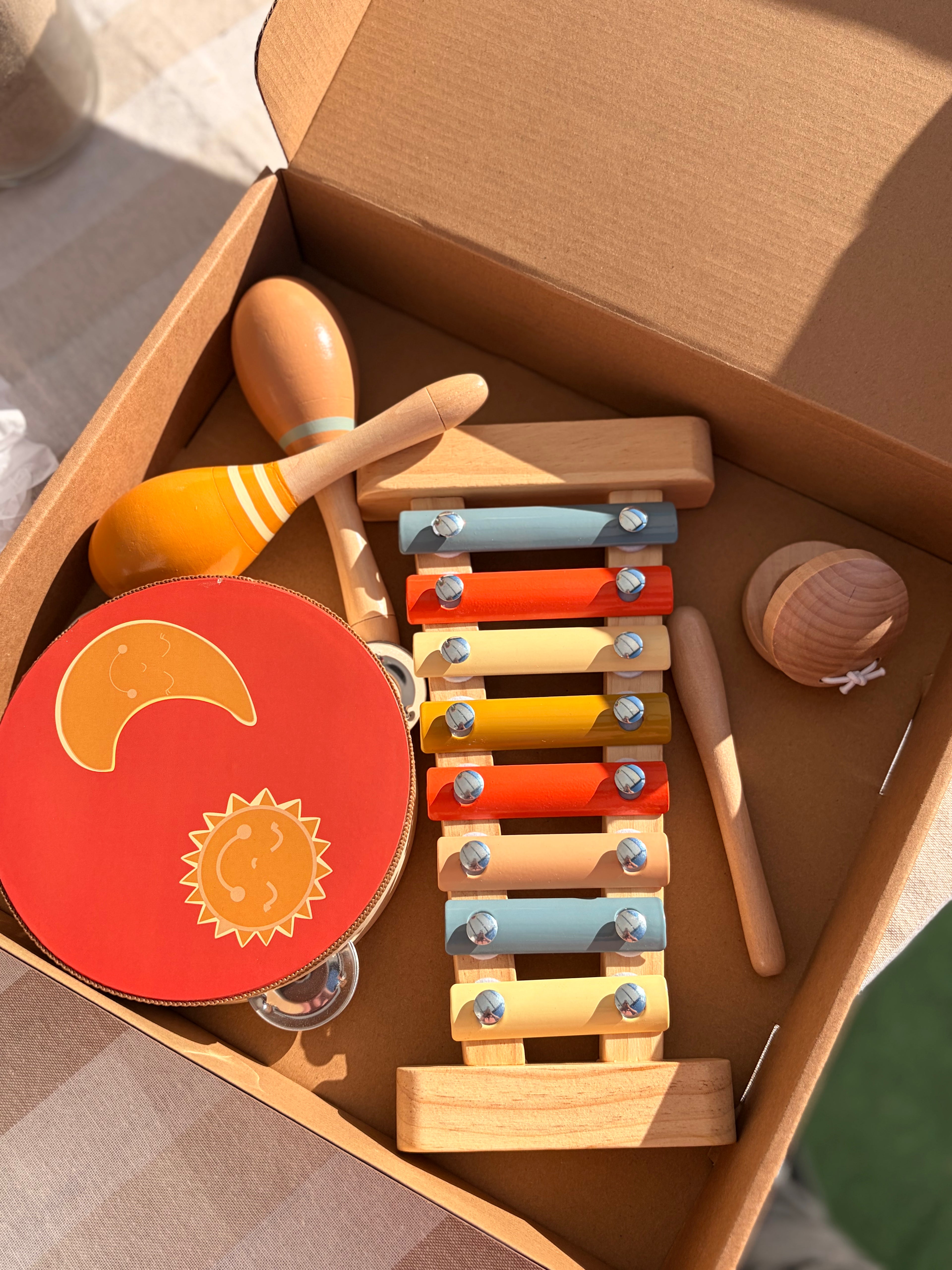 Coffret de 4 instruments de musique en bois pour bébé