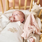 Couverture bébé FanFan avec motif câlin - 27 x 27 cm - Cerf Doudou - Beige