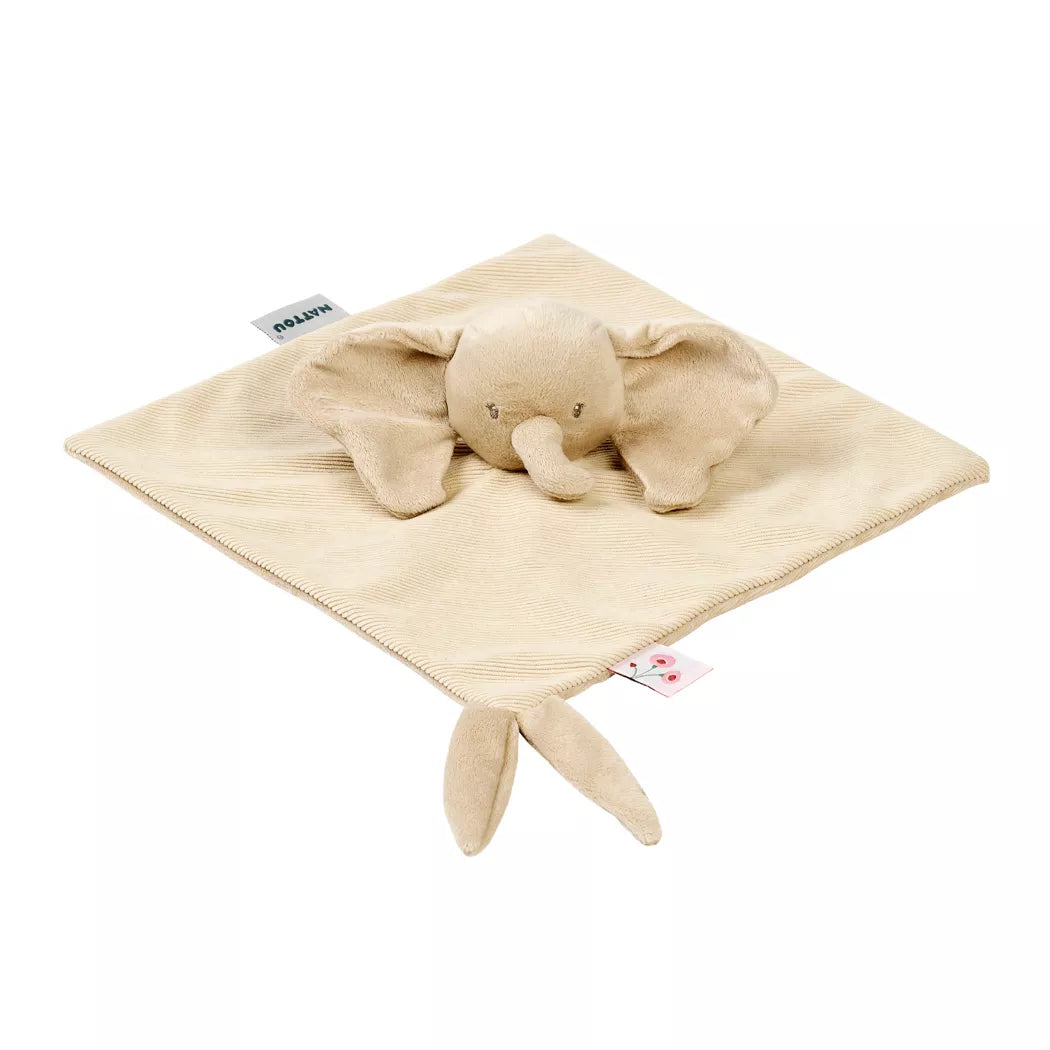 Couverture douce pour bébé FanFan - 27 x 27 cm - Éléphant Doudou - Sable