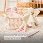 Couverture douce pour bébé FanFan - 27 x 27 cm - Éléphant Doudou - Sable