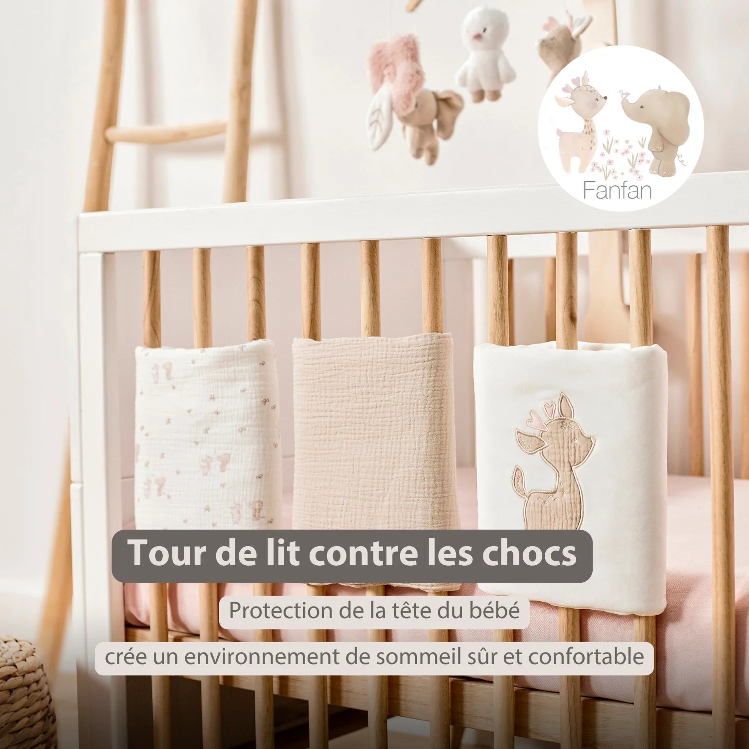 Tour de lit FanFan – Protection de tête bébé – 20 x 20 cm – 6 pièces