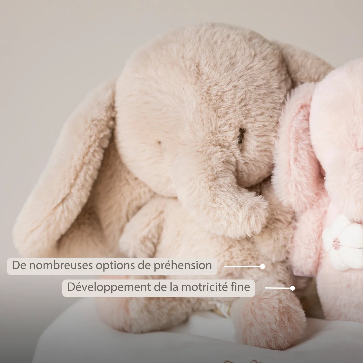 Éléphant musical FanFan - 25 cm - Doux et musical - Sable