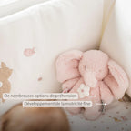 Éléphant musical en peluche FanFan – 20 cm – Peluche douce et musicale – Rose