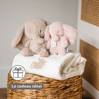 Éléphant musical en peluche FanFan – 20 cm – Peluche douce et musicale – Rose