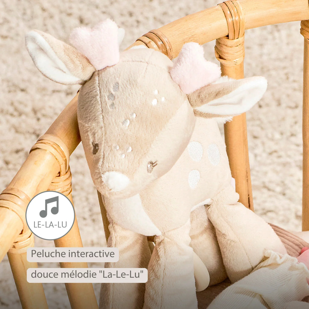 Peluche musicale FanFan petit cerf - 25 cm - Peluche avec musique - Beige