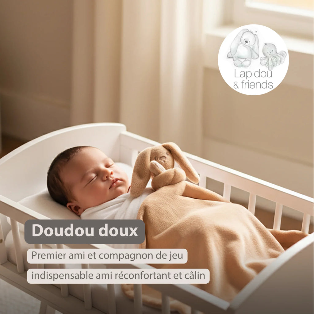 Couverture bébé Lapidou avec peluche - 50 x 50 cm - Lapin Doudou -