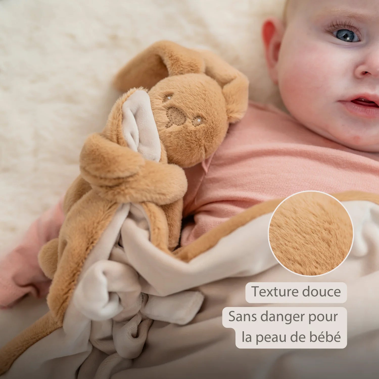 Couverture bébé Lapidou avec peluche - 50 x 50 cm - Lapin Doudou -