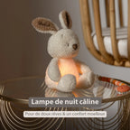 Veilleuse bébé lapin – 25 cm – Peluche douce bébé – Beige