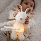 Veilleuse bébé lapin – 25 cm – Peluche douce bébé – Beige
