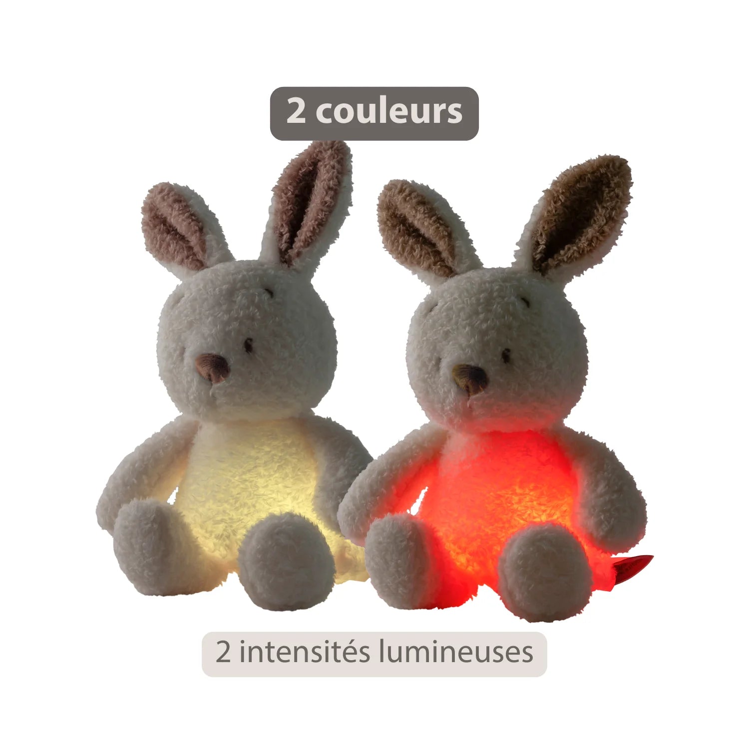 Veilleuse bébé lapin – 25 cm – Peluche douce bébé – Beige