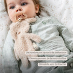 Attache-tétine doudou bébé – 26 cm – Lapin doudou porte-sucette