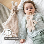 Attache-tétine doudou bébé – 26 cm – Lapin doudou porte-sucette