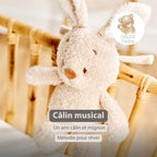 Peluche musicale bébé lapin – 25 cm – Peluche douce avec musique – Beige