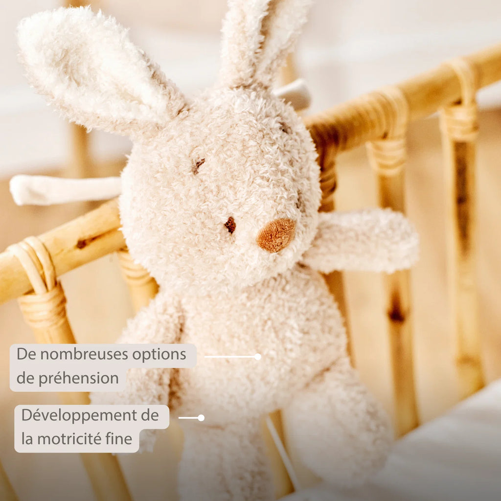 Peluche musicale bébé lapin – 25 cm – Peluche douce avec musique – Beige
