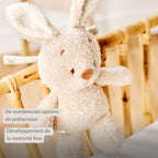 Peluche musicale bébé lapin – 25 cm – Peluche douce avec musique – Beige