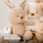 Peluche musicale bébé lapin – 25 cm – Peluche douce avec musique – Beige