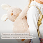 Sac à dos peluche – 30 cm – Cartable maternelle – Sac lapin doux – Écru
