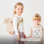 Sac à dos peluche – 30 cm – Cartable maternelle – Sac lapin doux – Écru