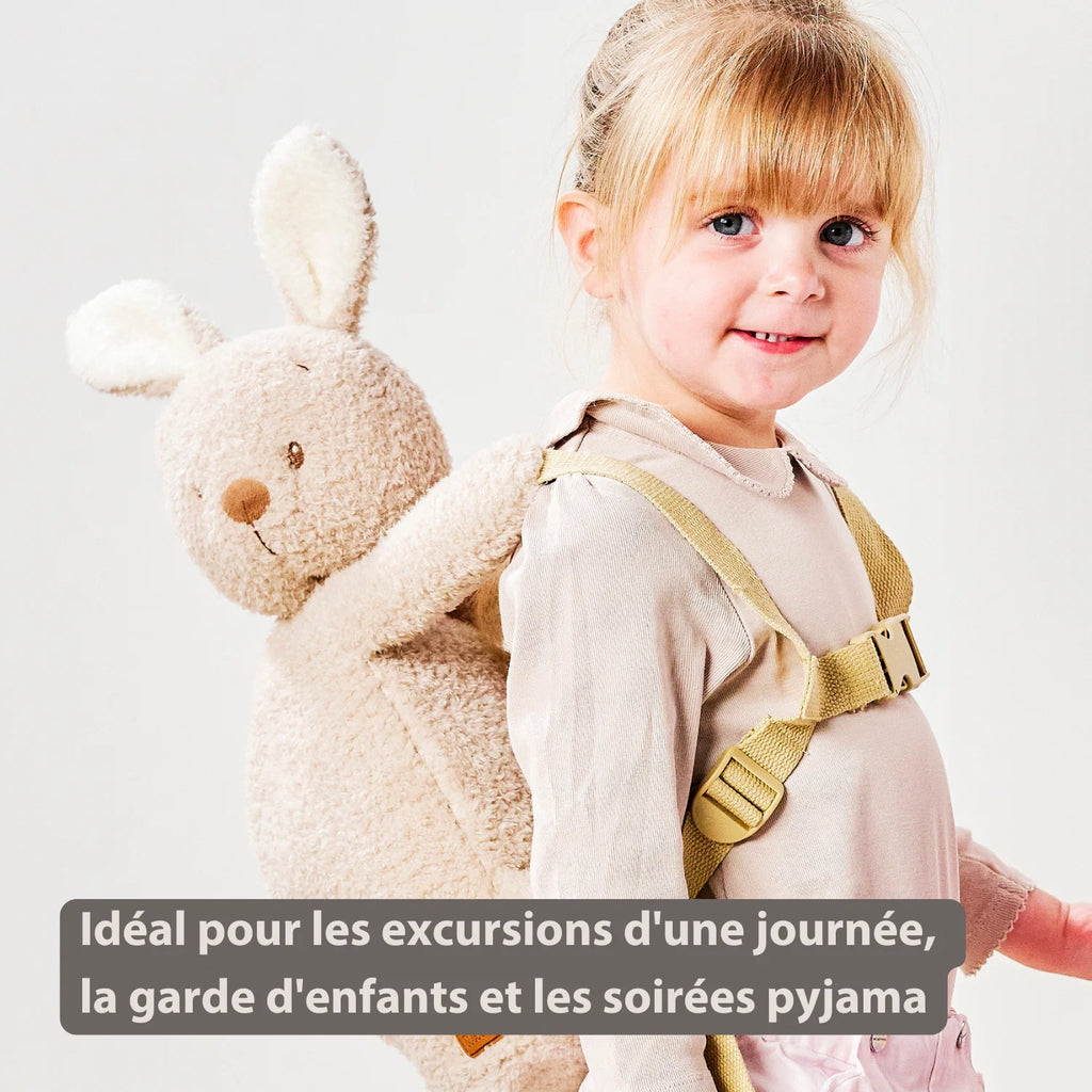 Sac à dos peluche – 30 cm – Cartable maternelle – Sac lapin doux – Écru