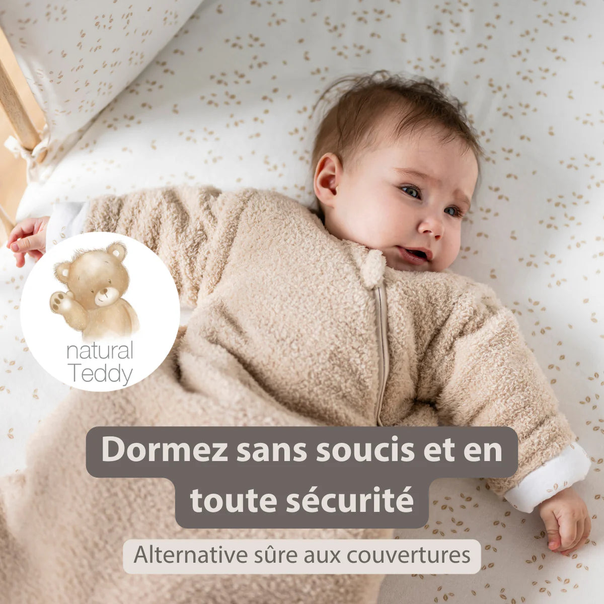 Gigoteuse Teddy beige 70 cm – Manches amovibles – TOG 2,5 – Gigoteuse bébé douce