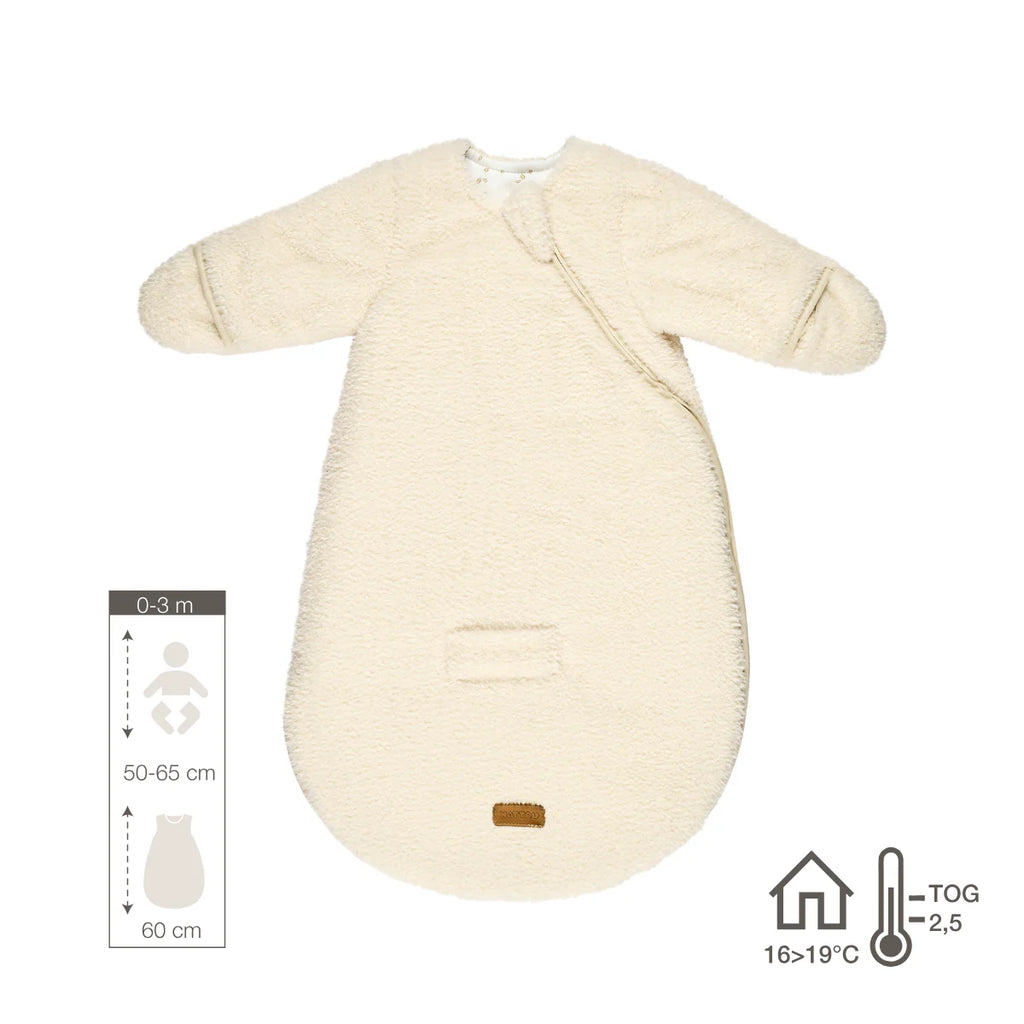 Gigoteuse Teddy écru 60 cm – Avec manches et moufles – TOG 2,5 – Gigoteuse bébé douce