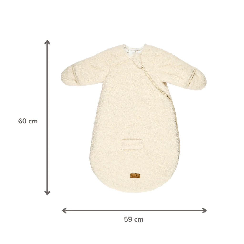 Gigoteuse Teddy écru 60 cm – Avec manches et moufles – TOG 2,5 – Gigoteuse bébé douce